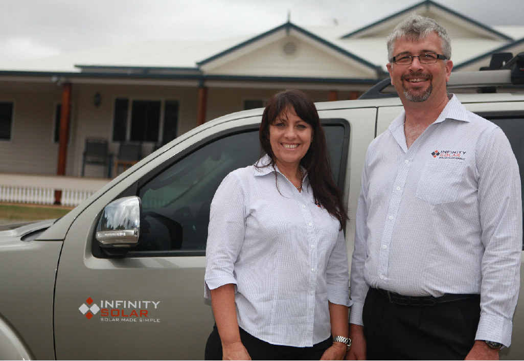 RISING BILLS: Infinity Solar Mackay store manager Andrew White and sales manager Sue Brazier have rejected a State Government claim that solar power is increasing electricity bills. RISING BILLS: Infinity Solar Mackay store manager Andrew White and sales manager Sue Brazier have rejected a State Government claim that solar power is increasing electricity bills.